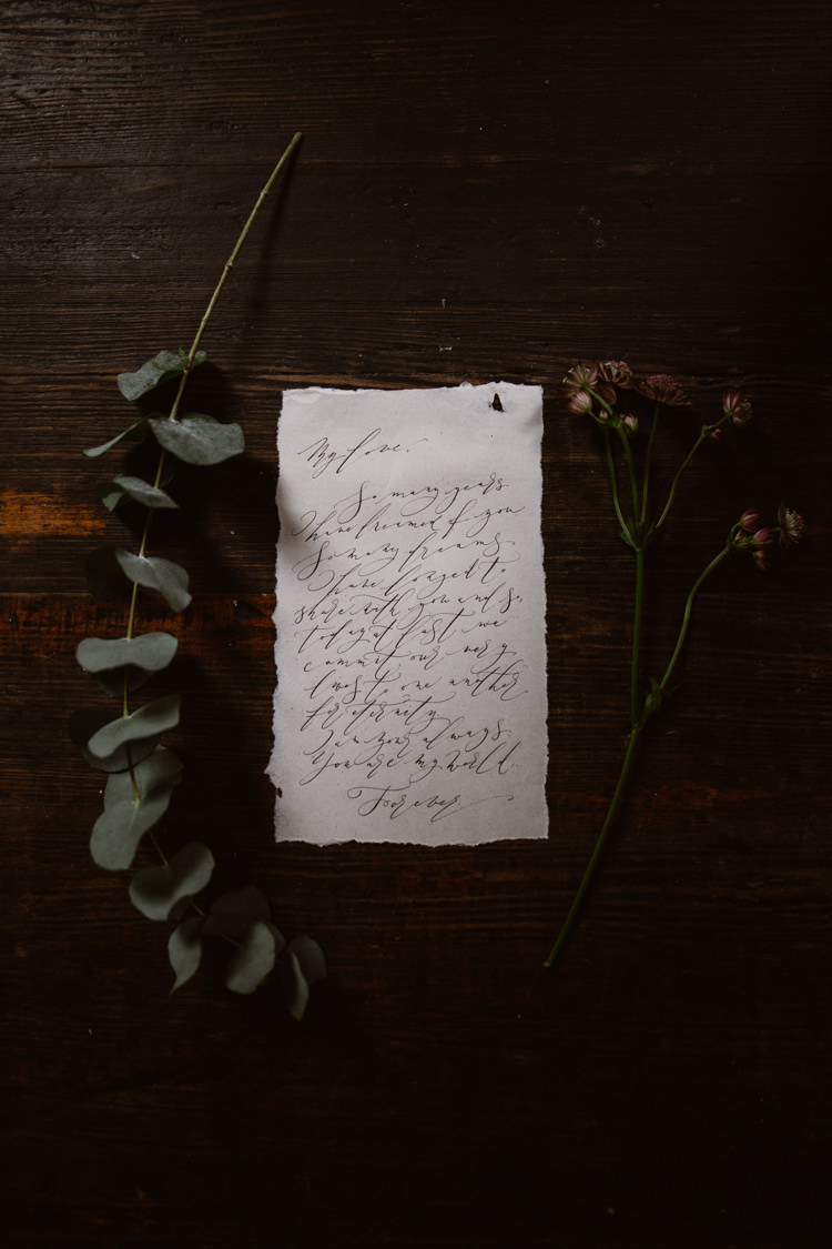 Calligraphy Love Letter Stationery Dark Romantic Urban Wedding Ideas http://www.agnesblack.com/