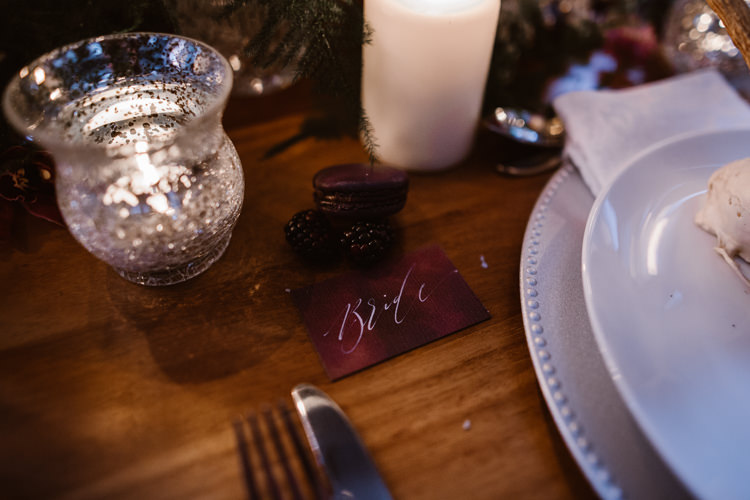 Calligraphy Place Name Cards Dark Romantic Urban Wedding Ideas http://www.agnesblack.com/
