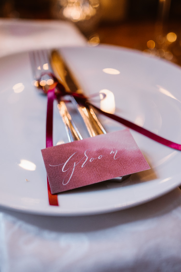 Calligraphy Place Name Cards Dark Romantic Urban Wedding Ideas http://www.agnesblack.com/