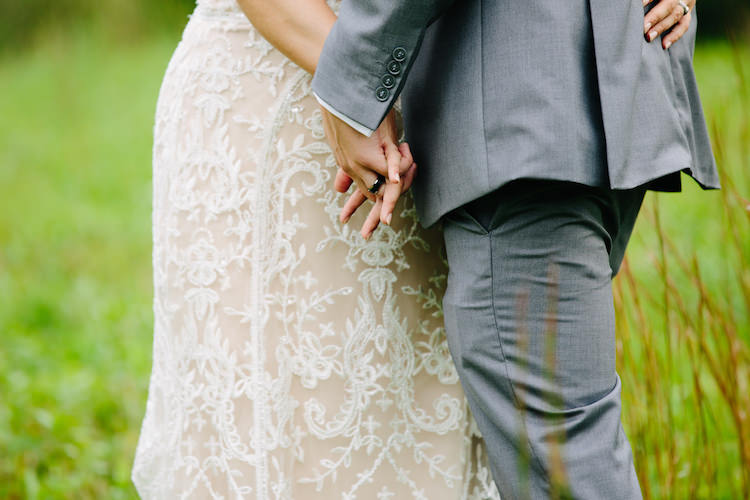 Bride Strapless Lace Watters Bridal Gown Groom Grey Suit Black Wedding Band Art Nouveau Autumn Burgundy Wedding http://www.jbonadiophoto.com/