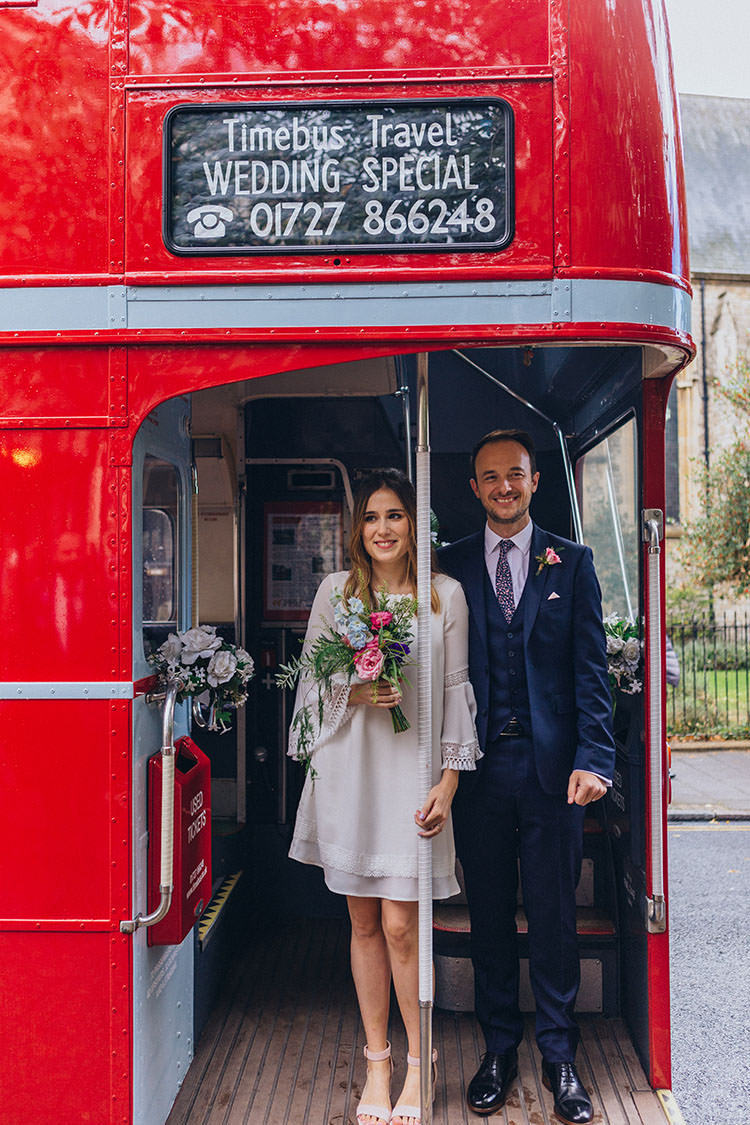 Red Bus Transport Minimalist City 1970s East London Pub Wedding http://www.curiousrosephotography.com/