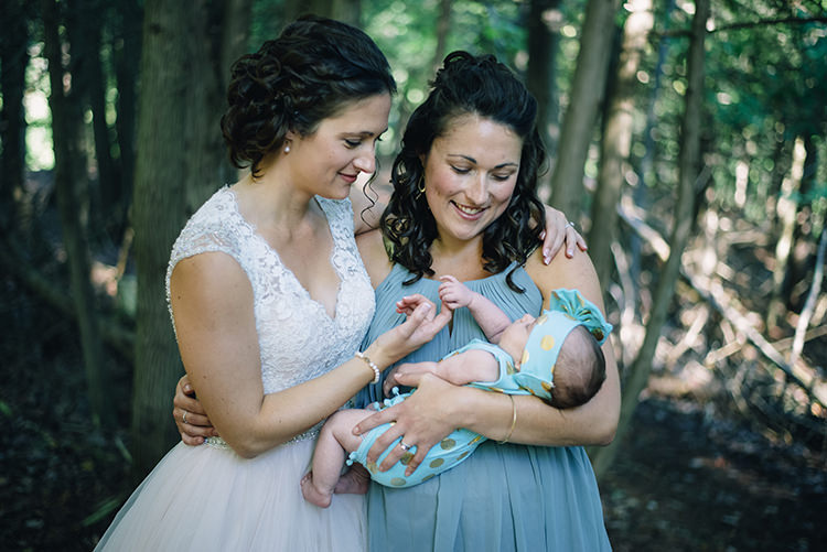 Bride Allure Champagne Lace Tulle Bridal Gown Sister Bridesmaid Grey Gold Dress Flower Girl Mint Gold Outfit Headband Woodland Waterfall Mint Wedding Ontario http://www.laurenmccormickphotography.com/