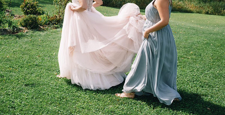 Bride Allure Champagne Lace Tulle Bridal Gown Bridesmaid Mint Grey Gold Dress Gardens Woodland Waterfall Mint Wedding Ontario http://www.laurenmccormickphotography.com/