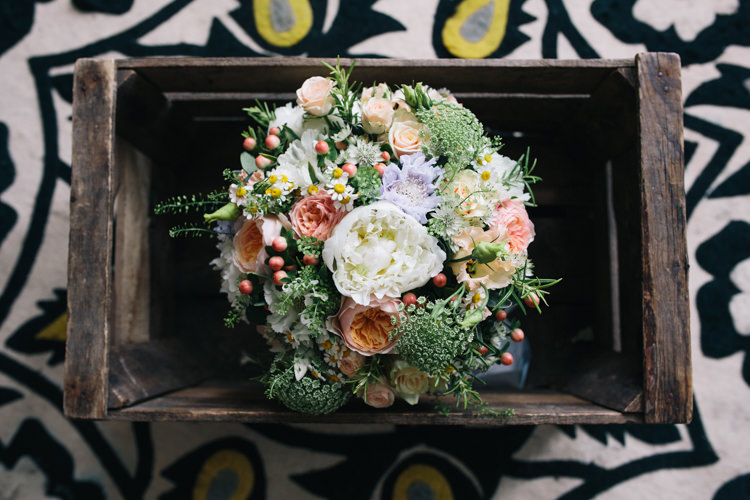 Bouquet Flowers Bride Bridal Peony Peonies Daisy Rose Light Pretty Peach London City Wedding http://www.katiepalmerphotography.co.uk/