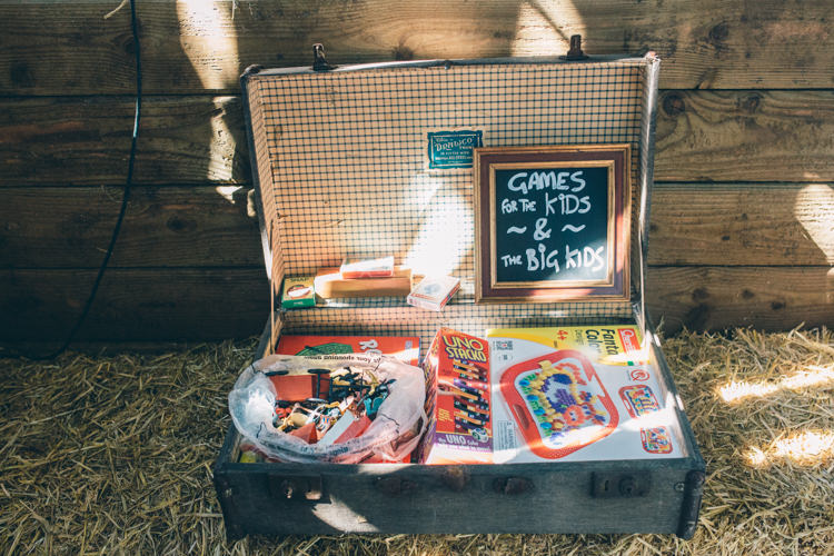 Suitcase Games Kids Crafty Country Rustic Wedding http://www.naomijanephotography.com/