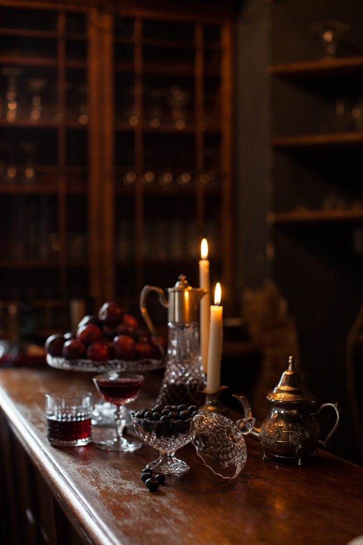 Candles Berries Drinks Decor Blue Gold Luxe Victorian Wedding Ideas http://www.francescarlisle.co.uk/