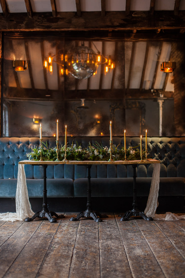 Tablescape Decor Candle Foliage Greenery Blue Gold Luxe Victorian Wedding Ideas http://www.francescarlisle.co.uk/