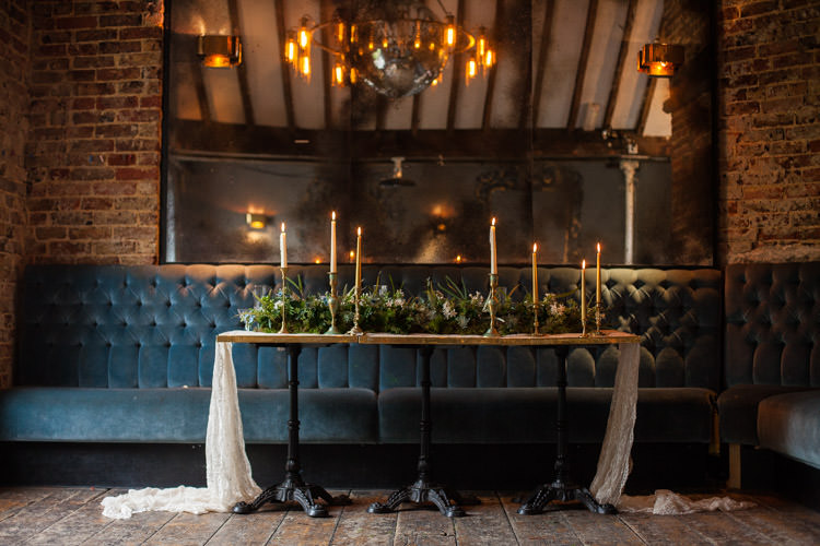 Tablescape Decor Candle Foliage Greenery Blue Gold Luxe Victorian Wedding Ideas http://www.francescarlisle.co.uk/