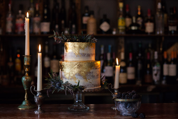 Blue Gold Leaf Cake Luxe Victorian Wedding Ideas http://www.francescarlisle.co.uk/