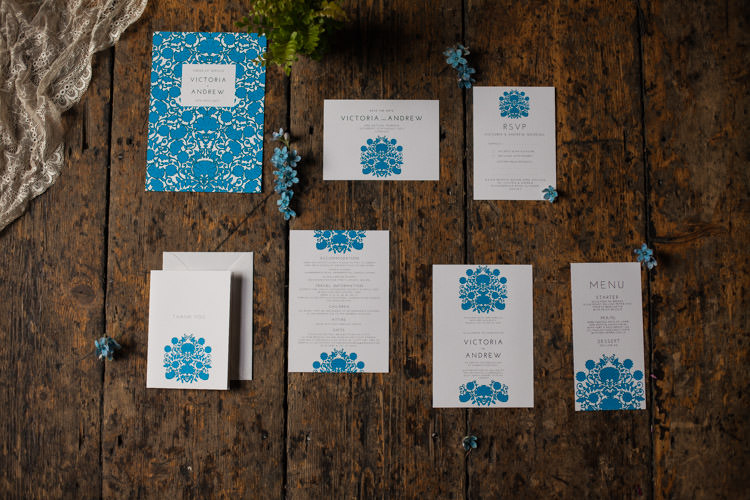 Stationery Invitations Blue Gold Luxe Victorian Wedding Ideas http://www.francescarlisle.co.uk/