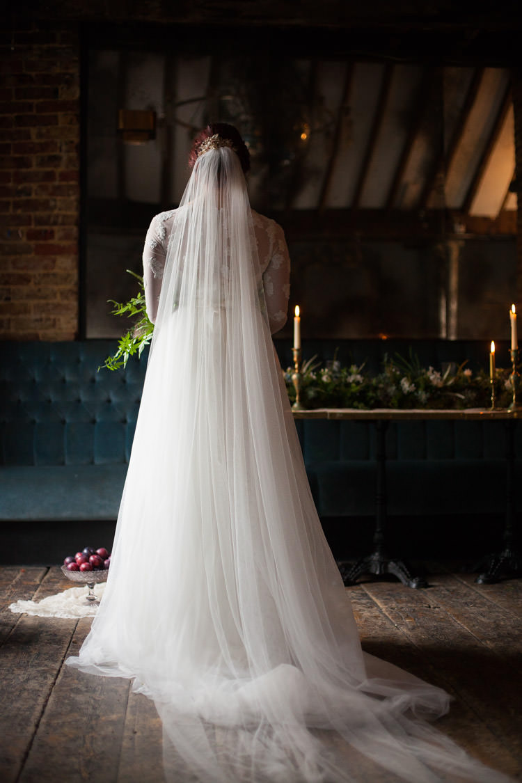 Veil Bride Bridal Gown Style Dress Cathedral Long Dreamy Tulle Blue Gold Luxe Victorian Wedding Ideas http://www.francescarlisle.co.uk/