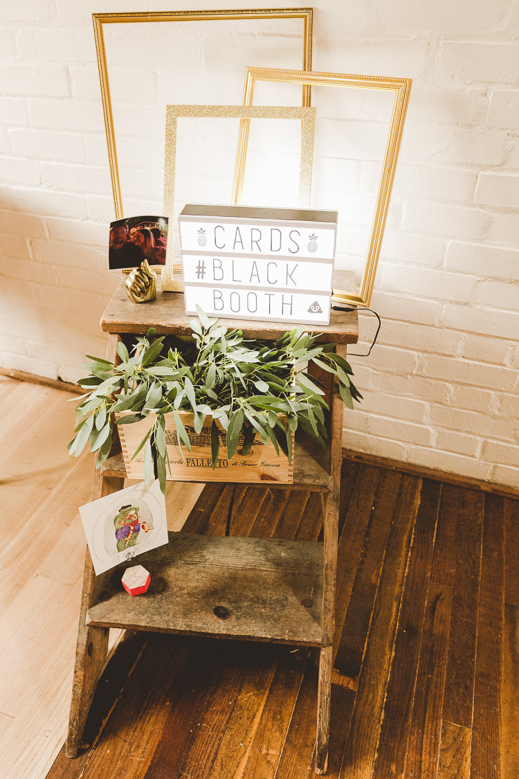 Photo Booth Ladder Decor Rustic Eclectic Whimsical Village Hall Wedding http://www.nicolacasey.photography/