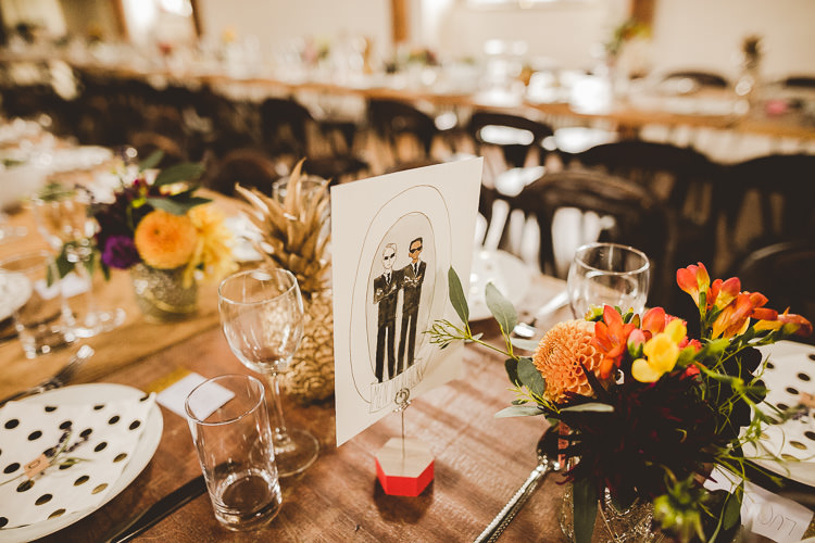 Film Movie Table Names Eclectic Whimsical Village Hall Wedding http://www.nicolacasey.photography/
