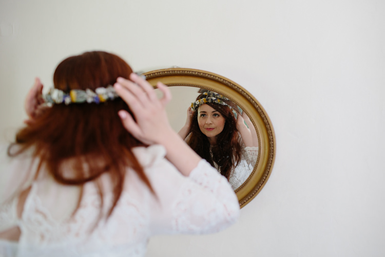 Dried Flowers Crown Bride Bridal Intimate Outdoor Scotland Wedding http://www.caroweiss.com/