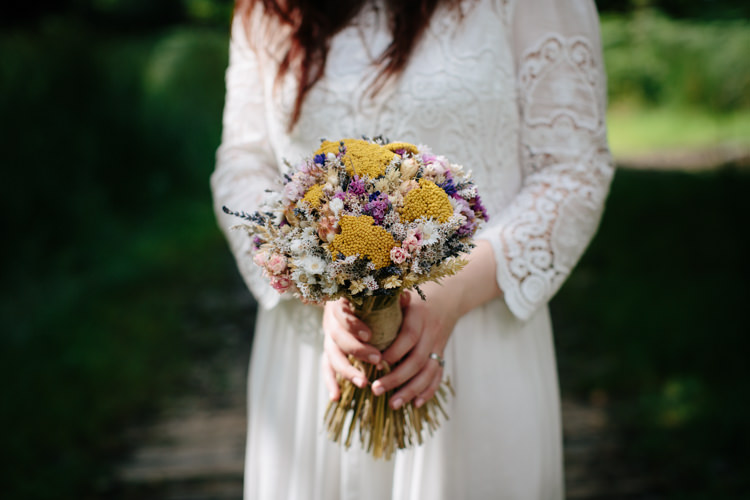 Dried Flower Bouquet Bride Bridal Intimate Outdoor Scotland Wedding http://www.caroweiss.com/