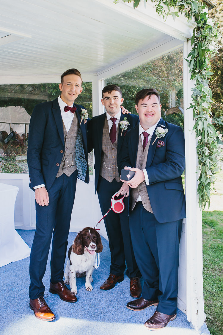 Groom Groomsmen Navy Suits Tan Shoes Red Bow Tie Bohemian Outdoor Country Wedding https://www.alexapoppeweddingphotography.com/