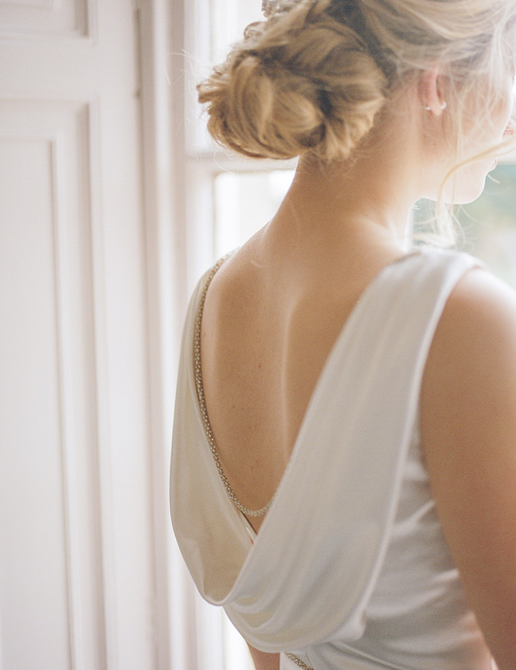 Cowl Low Back Dress Gown Bride Bridal Greenery Fine Art Botanical Wedding Ideas http://georginaharrisonphotography.co.uk/