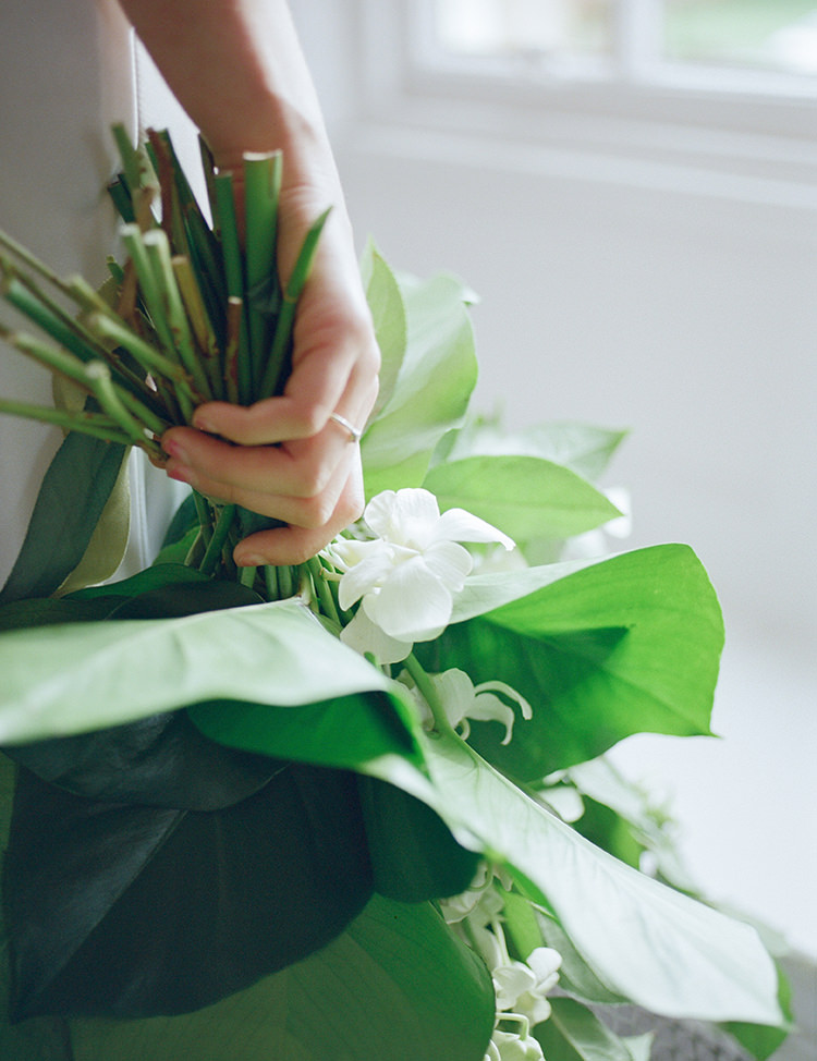 Leaf Bouquet Flowers Tropical Bride Bridal Greenery Fine Art Botanical Wedding Ideas http://georginaharrisonphotography.co.uk/