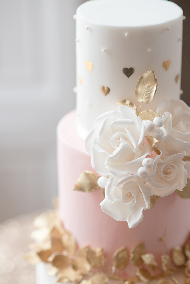 Pink Gold Heart Cake Flowers Greenery Fine Art Botanical Wedding Ideas http://georginaharrisonphotography.co.uk/