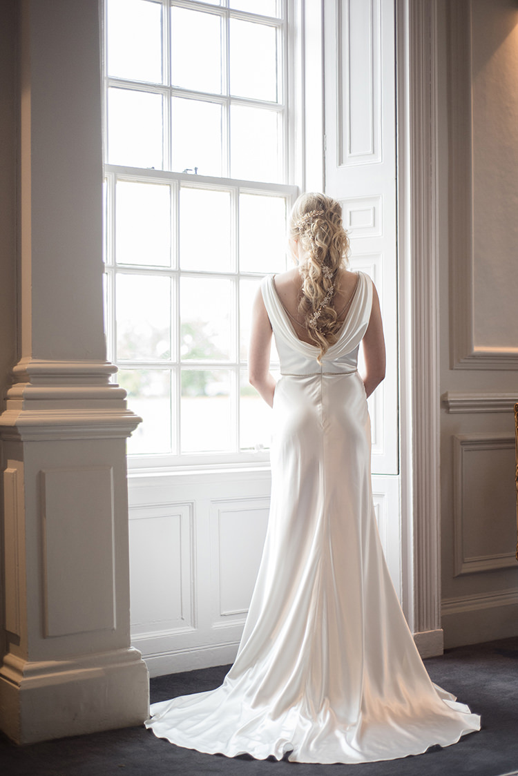 Long Dress Gown Bride Bridal Cowl Back Greenery Fine Art Botanical Wedding Ideas http://georginaharrisonphotography.co.uk/