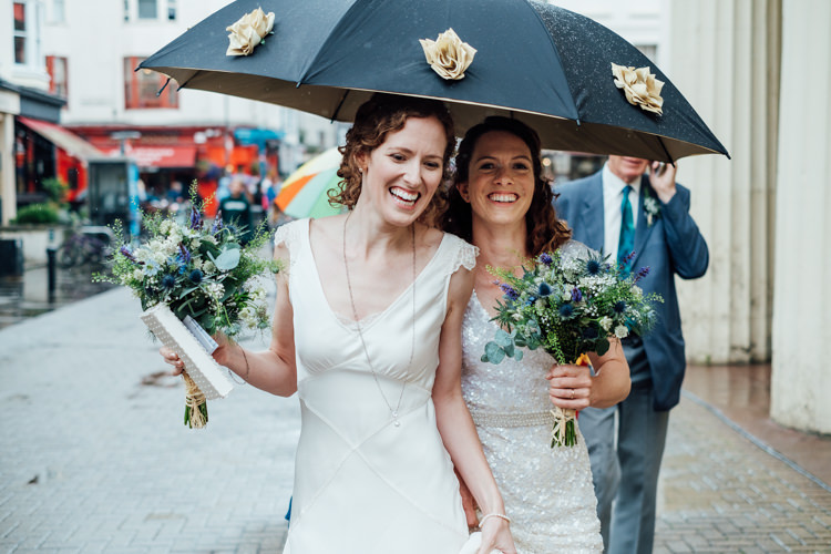 Rainy Umbrella Rural Handfasting Village Hall Wedding http://www.annapumerphotography.com/