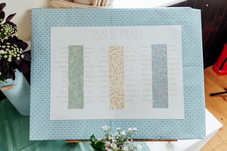 Fabric Seating Table Plan Print Chart Rural Handfasting Village Hall Wedding http://www.annapumerphotography.com/