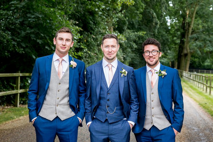 Blue Suits Groom Groomsmen Romantic Summer Country Blush Wedding http://katherineashdown.co.uk/