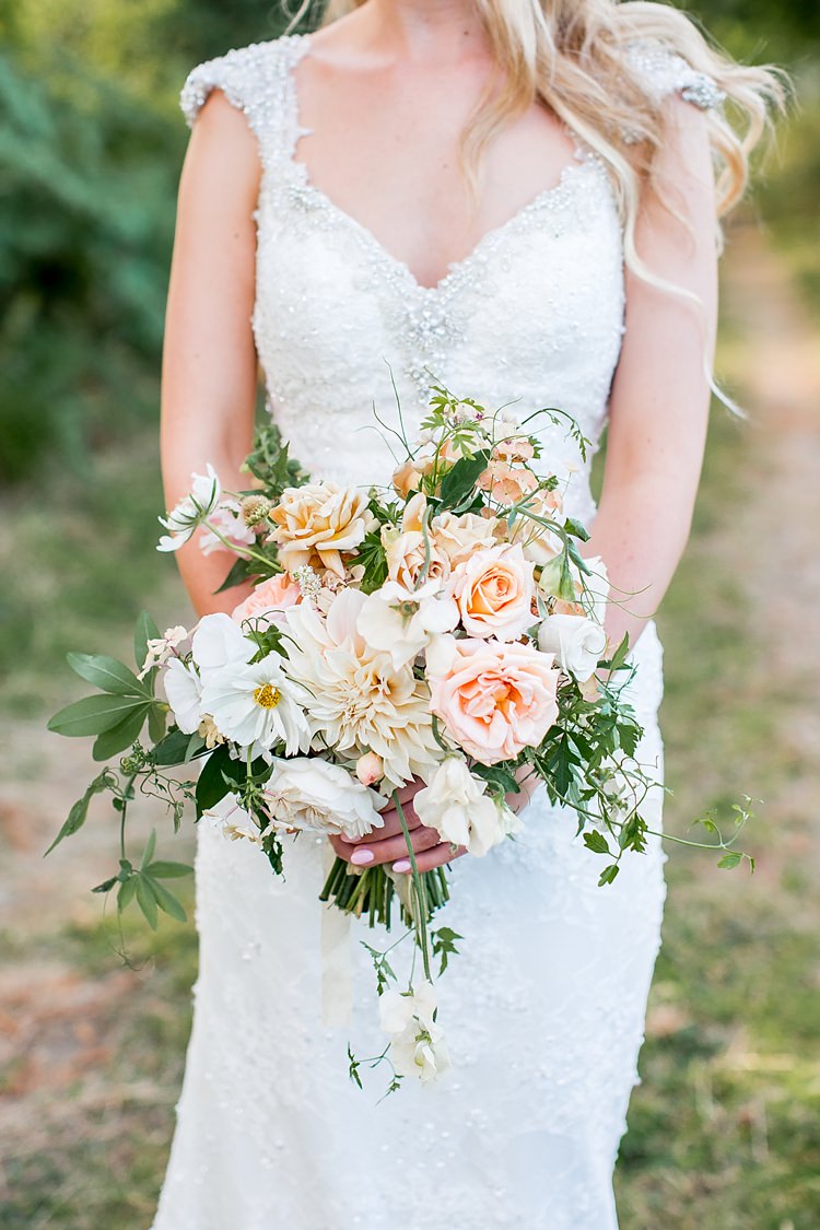 Dahlia Rose Bouquet Flowers White Ivory Bride Bridal Romantic Summer Country Blush Wedding http://katherineashdown.co.uk/ 