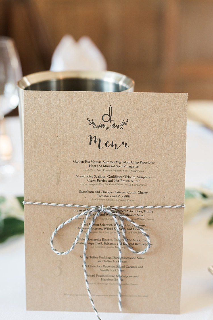 Brown Paper Kraft Stationery Menu Twine Chic Natural Garden Wedding http://www.folegaphotography.co.uk/