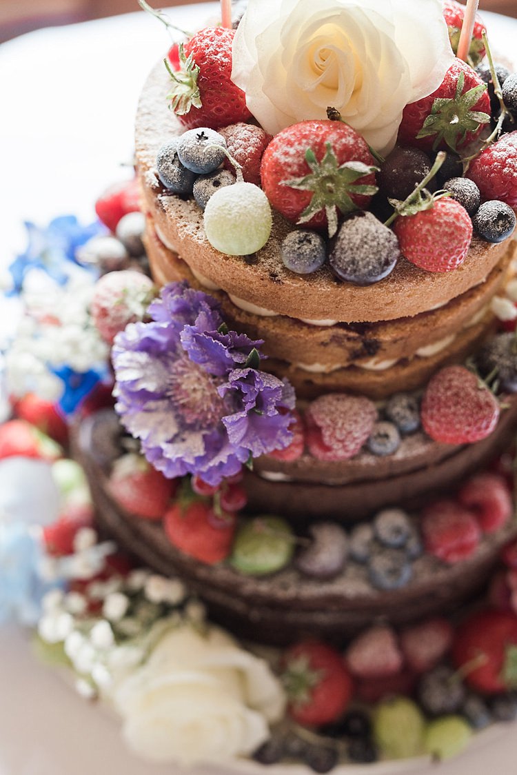 Naked Victoria Sponge Cake Fruit Flowers Layer Chic Natural Garden Wedding http://www.folegaphotography.co.uk/
