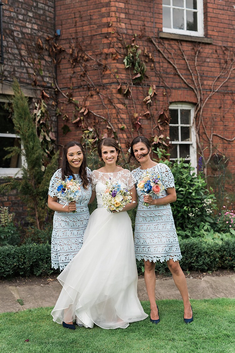 Short Pale Blue Lace Shift Bridesmaids Dresses Chic Natural Garden Wedding http://www.folegaphotography.co.uk/
