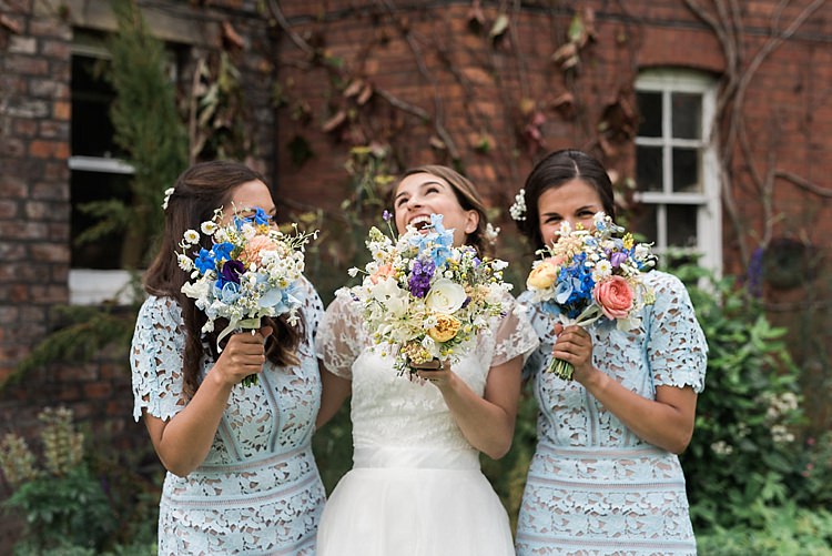 Bouquet Peach Blue Yellow Daisy Rose Bride Bridal Flowers Bridesmaids Chic Natural Garden Wedding http://www.folegaphotography.co.uk/