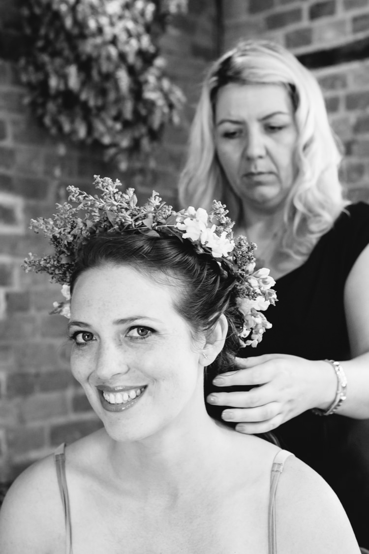 Flower Crown Bridesmaid Seaside Country Farm Pale Blue Marquee Wedding http://loveandadventures.co.uk/