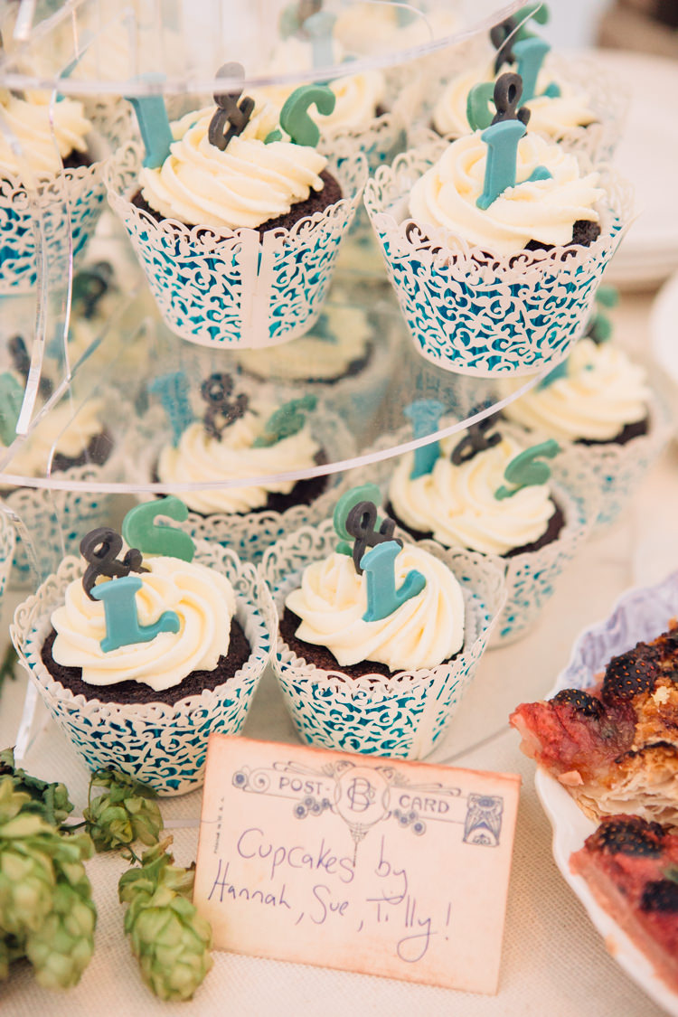 Cupcakes Seaside Country Farm Pale Blue Marquee Wedding http://loveandadventures.co.uk/