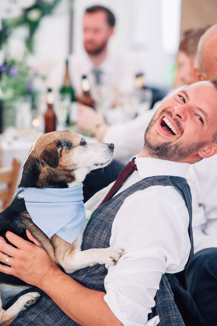 Dog Pet Seaside Country Farm Pale Blue Marquee Wedding http://loveandadventures.co.uk/