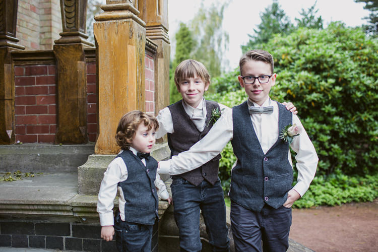 Waistcoat Tweed Jeans Page Boys Bow Ties Relaxed Autumnal Child Friendly Wedding http://kathrynedwardsphotography.com/