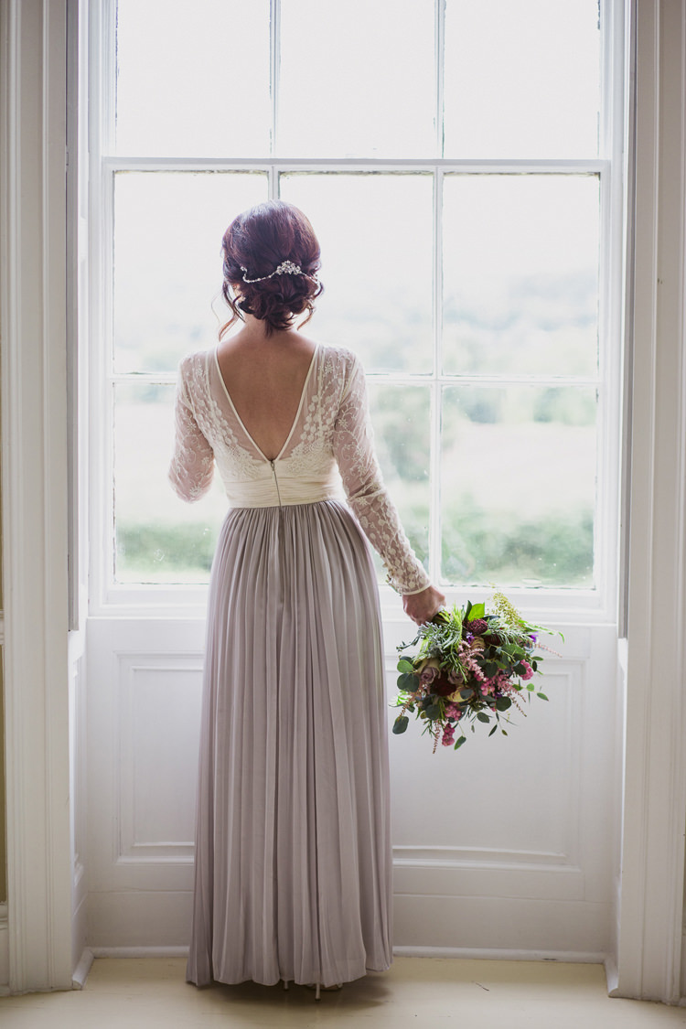 Bridal Separates Skirt Top Bride Dress Gown Ivory Grey Catherine Deane Relaxed Autumnal Child Friendly Wedding http://kathrynedwardsphotography.com/