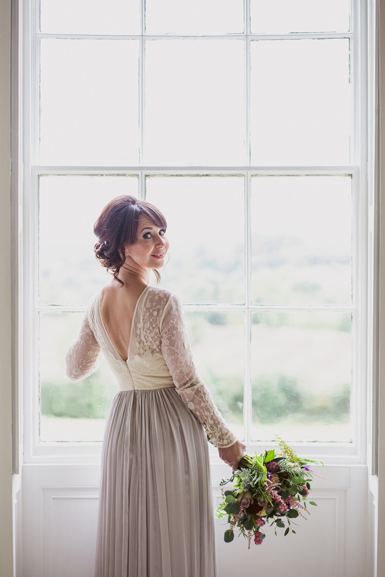 Bridal Separates Skirt Top Bride Dress Gown Ivory Grey Catherine Deane Relaxed Autumnal Child Friendly Wedding http://kathrynedwardsphotography.com/