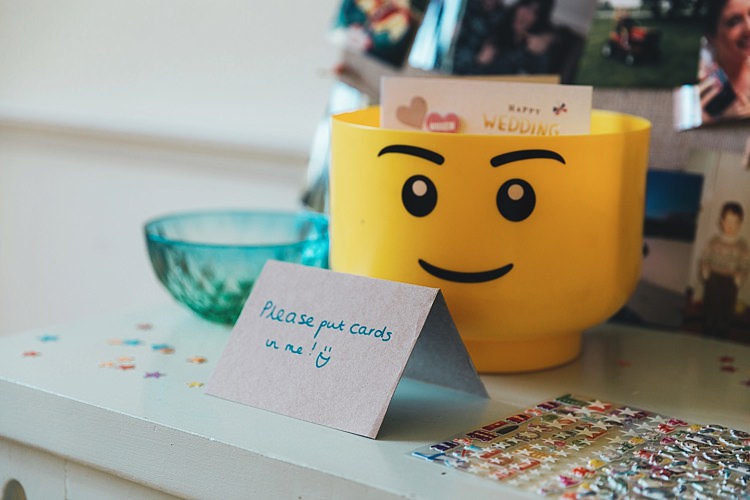Lego Head Card Box Fun Navy Yellow Country Garden Wedding http://missgen.com/