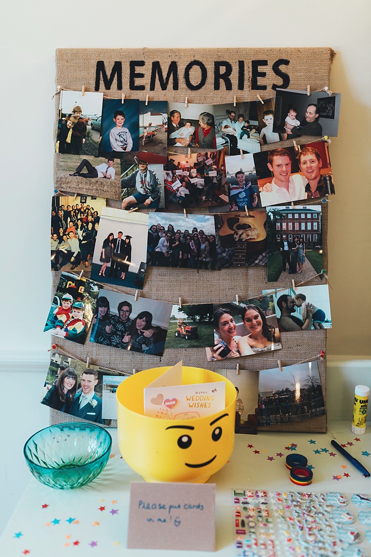Photo Wall Board Hessian Burlap Pegs Fun Navy Yellow Country Garden Wedding http://missgen.com/