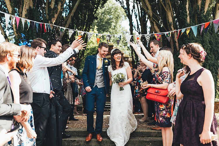 Confetti Throw Fun Navy Yellow Country Garden Wedding http://missgen.com/