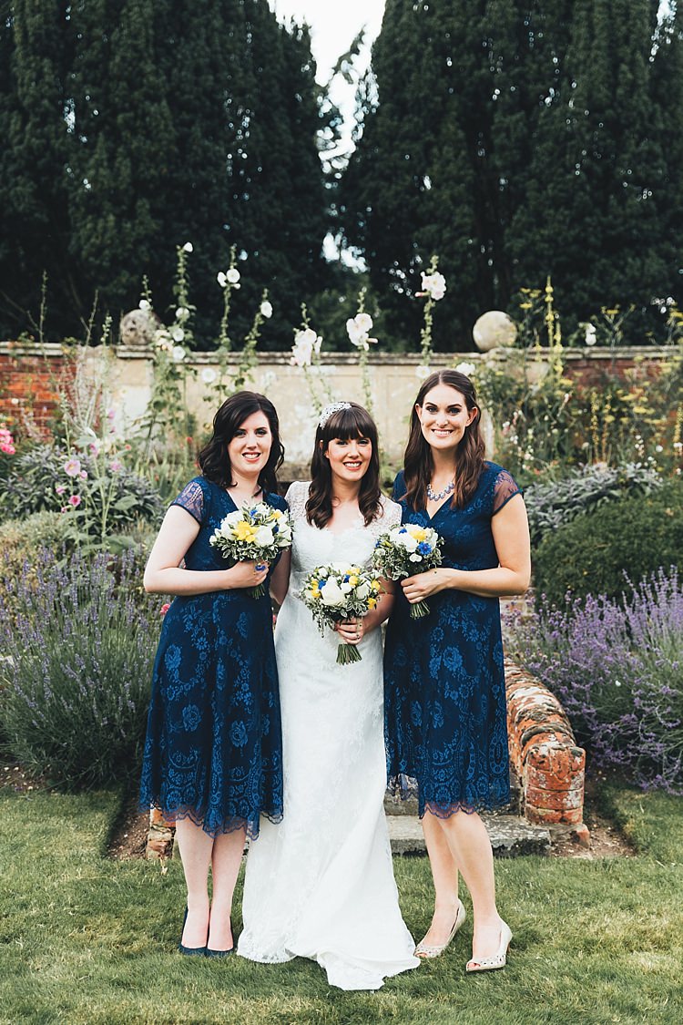 Short Lace Bridesmaid Dresses Fun Navy Yellow Country Garden Wedding http://missgen.com/