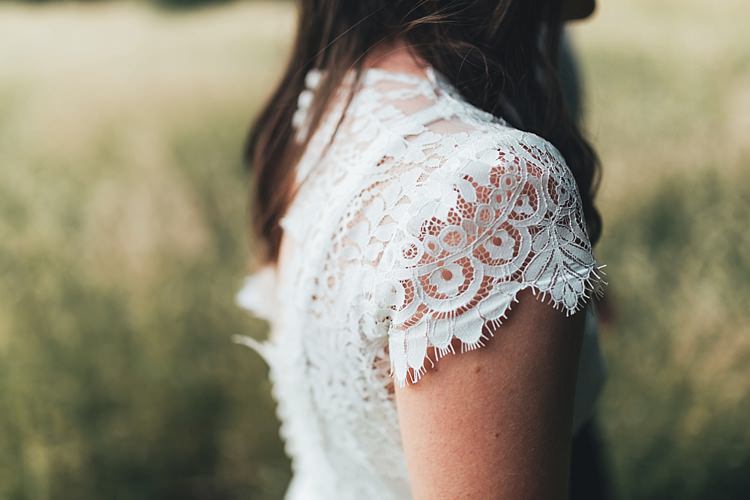 Cap Lace Sleeves Bride Bridal Dress Gown Fun Navy Yellow Country Garden Wedding http://missgen.com/