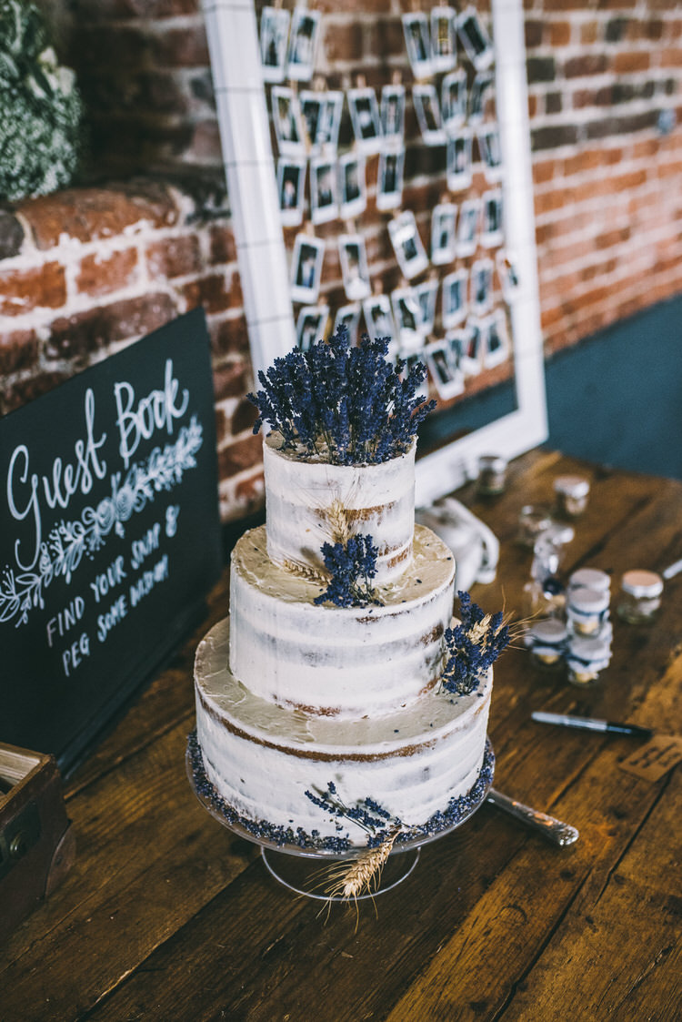Buttercream Naked Cake Lavender Rustic Magical Bohemian Barn Wedding http://www.jamespowellphotography.co.uk/