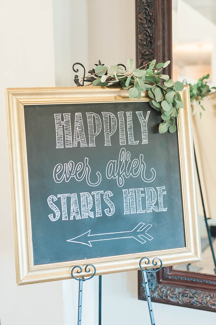 Ceremony Sign Gold Frame Blackboard Greenery Soft Blush Sage Green Wedding California http://julia-rosephotography.com/