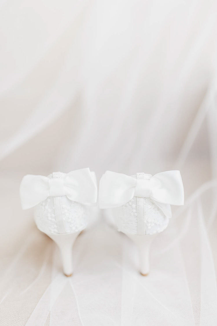 Bow Shoes Heels White Bride Bridal Magical Fairy Lit Autumn Barn Wedding http://whitestagweddings.com/