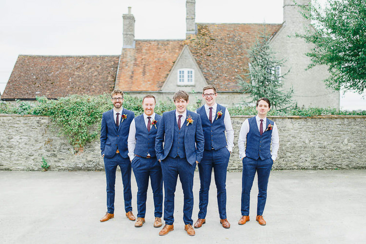 Blue Suit Red Tie Tan Shoes Groom Groomsmen Magical Fairy Lit Autumn Barn Wedding http://whitestagweddings.com/