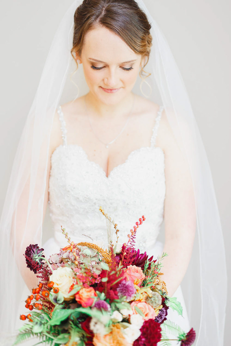 Bride Make Up Natural Pretty Veil Magical Fairy Lit Autumn Barn Wedding http://whitestagweddings.com/