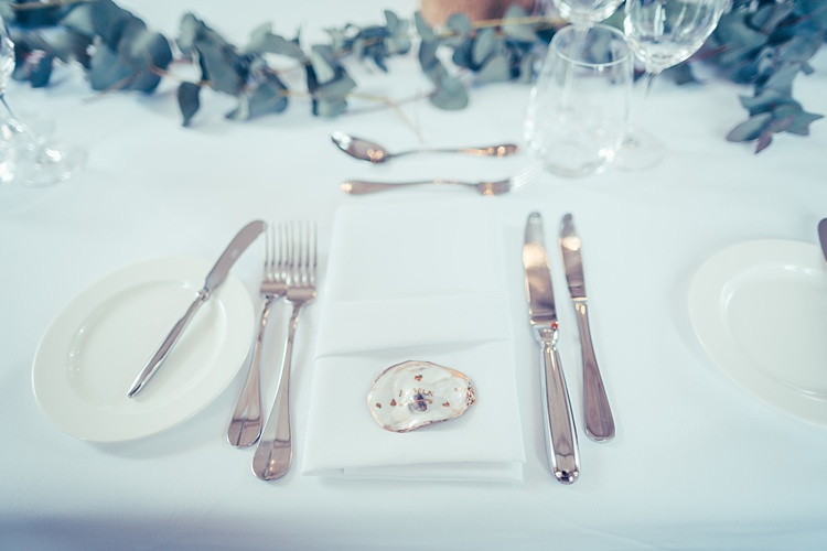 Oyster Shell Place Names Fun Stylish City Hall Wedding http://www.terryliphotography.co.uk/