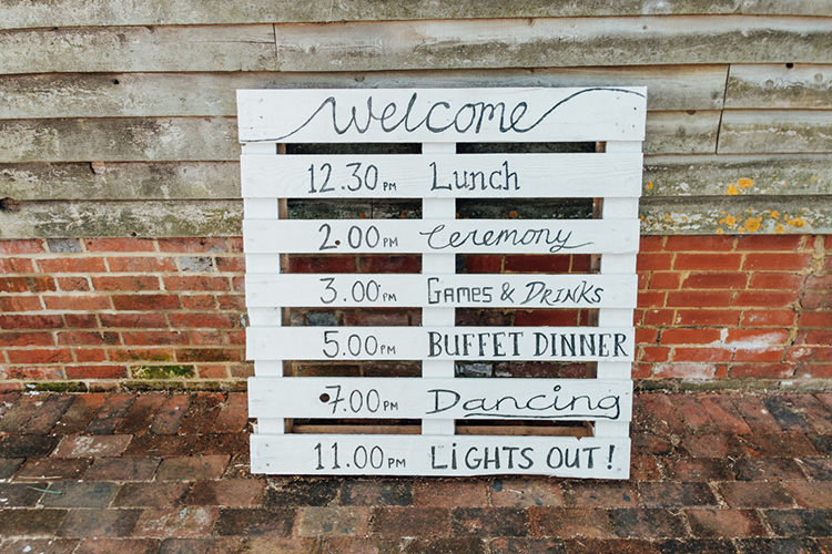 Pallet Sign White Calligraphy Fun DIY Barn Farm Summer Wedding http://www.annapumerphotography.com/